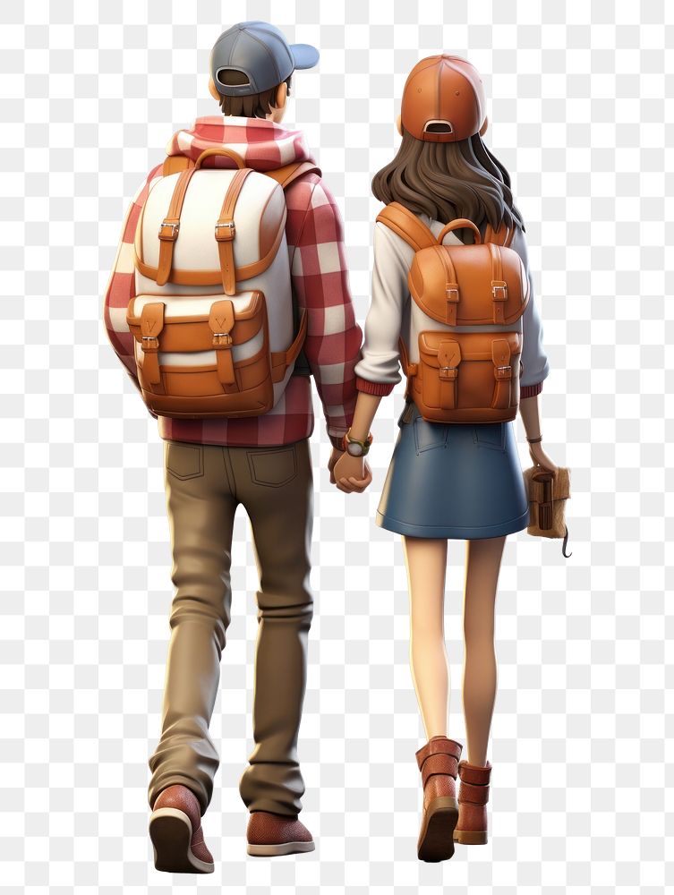 PNG Backpack walking cartoon adult. AI generated Image by rawpixel.