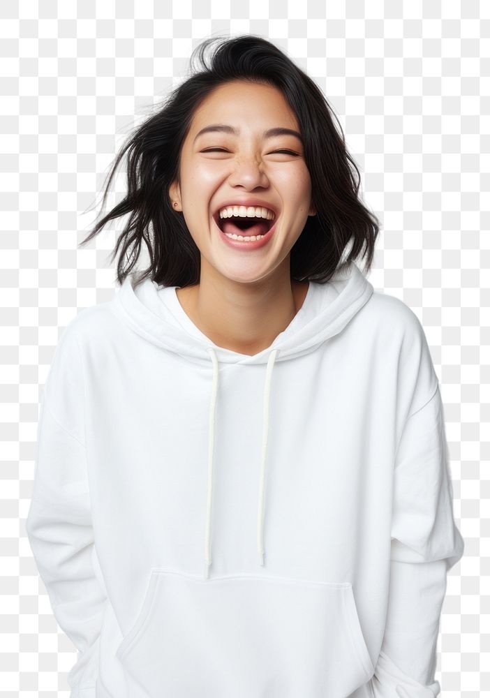 PNG Sweatshirt laughing hoodie white