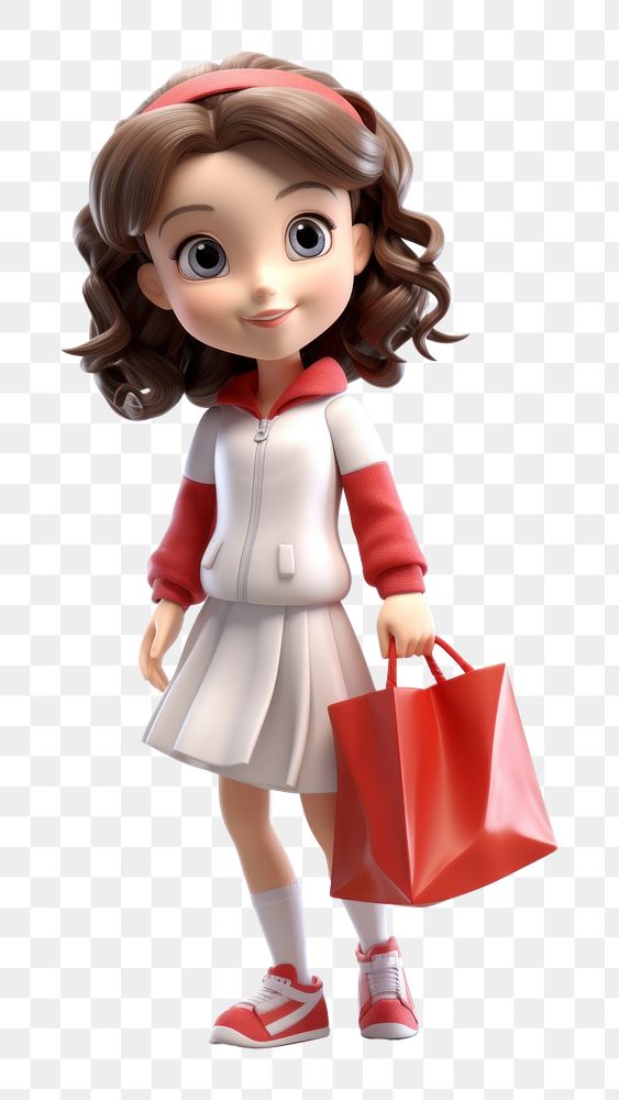 PNG  Shopping handbag cartoon doll. AI generated Image by rawpixel.
