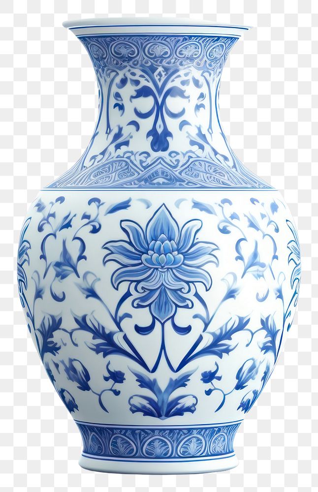 PNG Vase porcelain pottery pattern. 