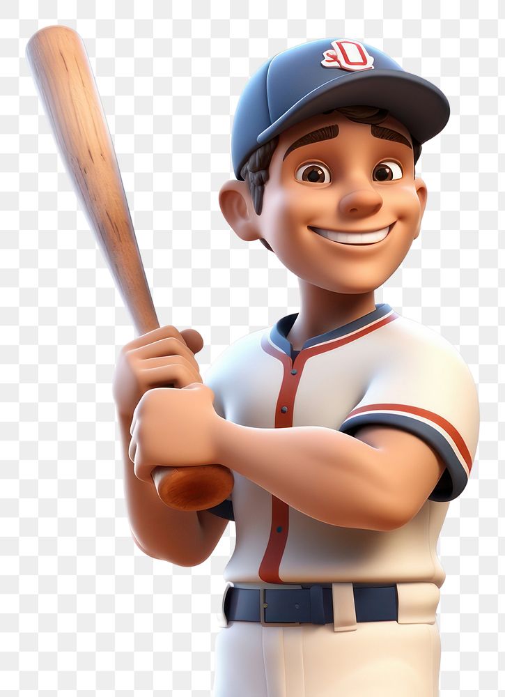 PNG Baseball smiling athlete cartoon. AI generated Image by rawpixel.