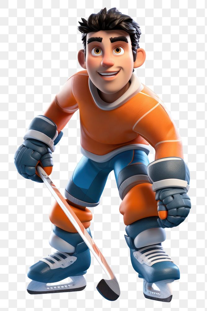 PNG Hockey cartoon sports player. AI generated Image by rawpixel.