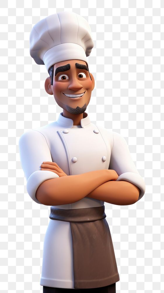 PNG Smiling cartoon adult chef. AI generated Image by rawpixel.