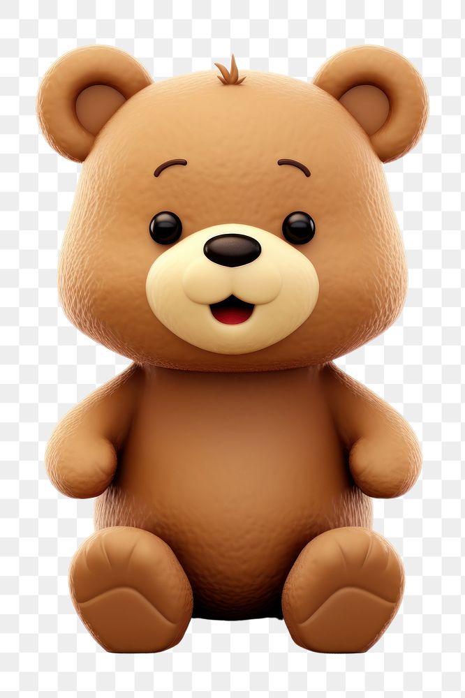 PNG Cartoon plush bear toy. 