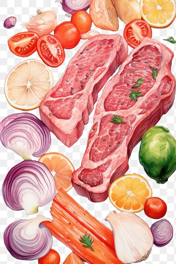 PNG Meat food vegetable beef. AI generated Image by rawpixel.