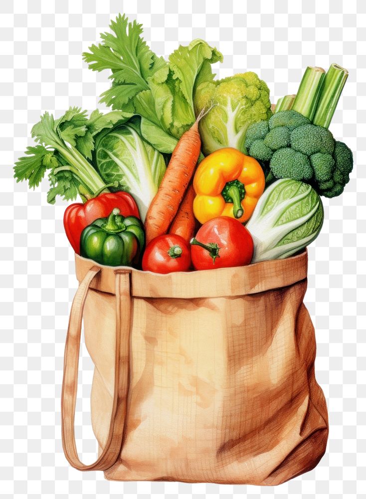 PNG Bag vegetable food white background. AI generated Image by rawpixel.