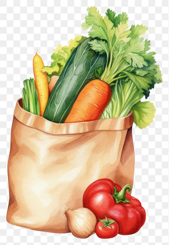PNG Vegetable bag carrot plant. AI generated Image by rawpixel.
