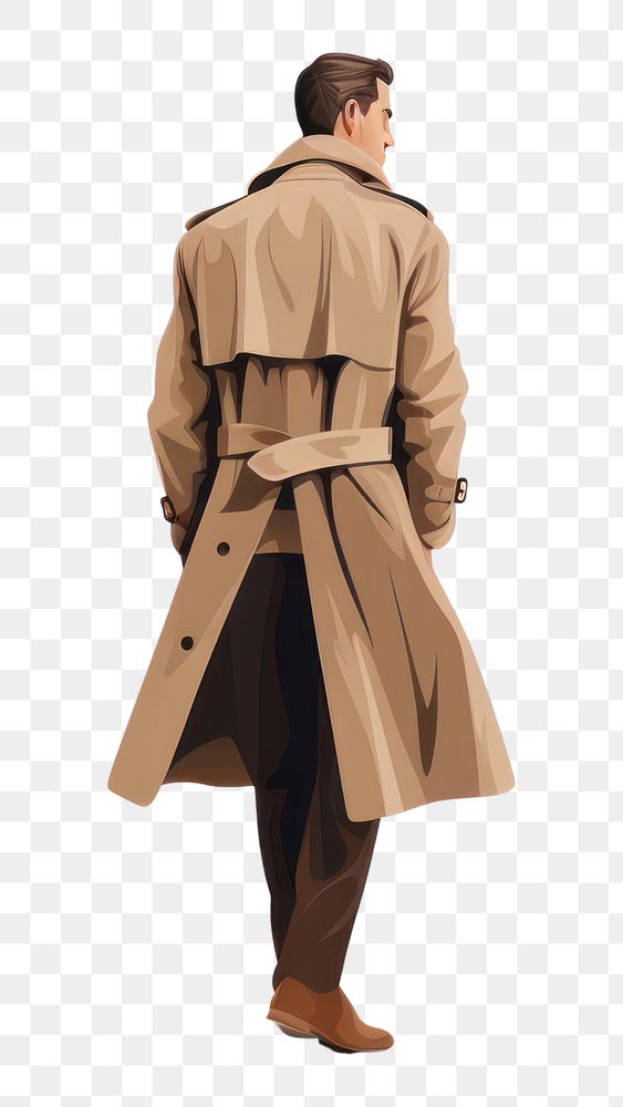 PNG Coat overcoat white background trench coat. 