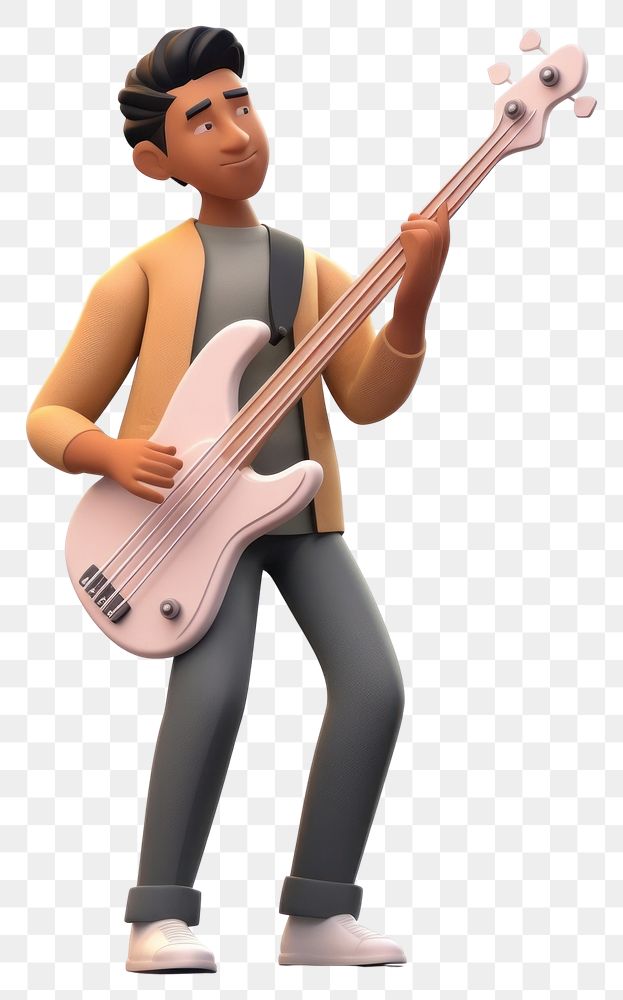 PNG Figurine musician cartoon guitar. AI generated Image by rawpixel.