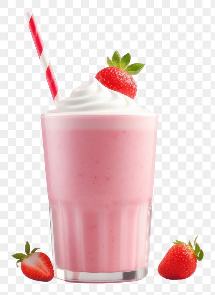 PNG Strawberry smoothie milkshake dessert. AI generated Image by rawpixel.