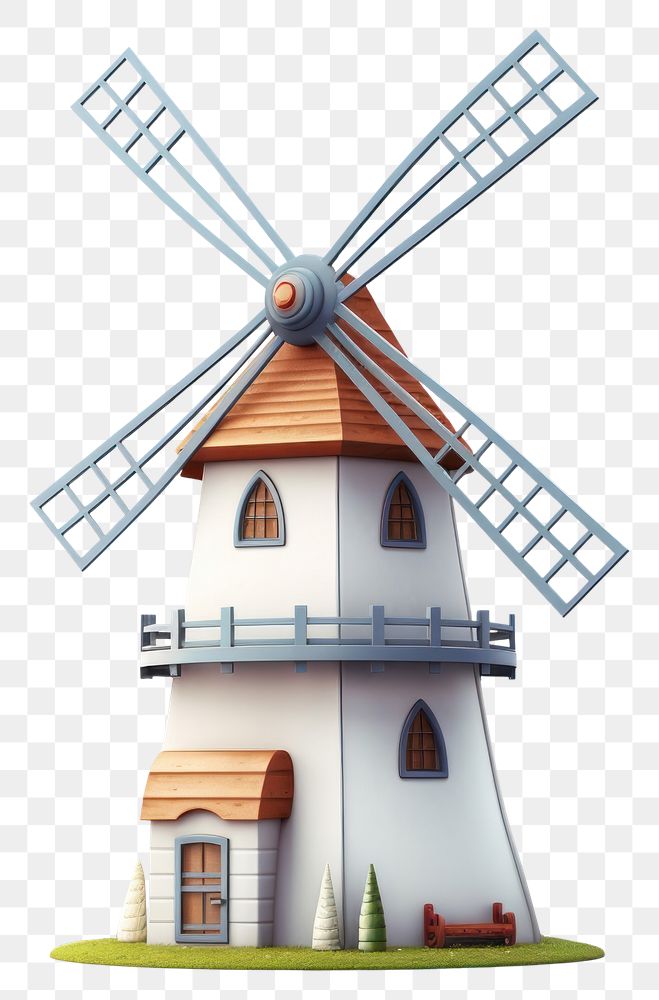 PNG Windmill outdoors white background architecture. AI generated Image by rawpixel.