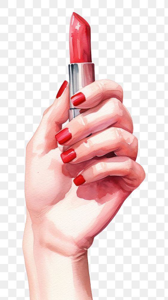 PNG Lipstick cosmetics holding hand. AI generated Image by rawpixel.