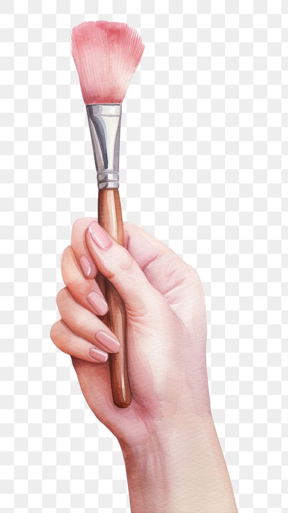 PNG Brush cosmetics holding hand. AI generated Image by rawpixel.