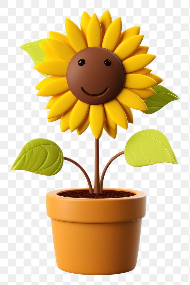 PNG Sunflower cartoon plant leaf. AI generated Image by rawpixel.