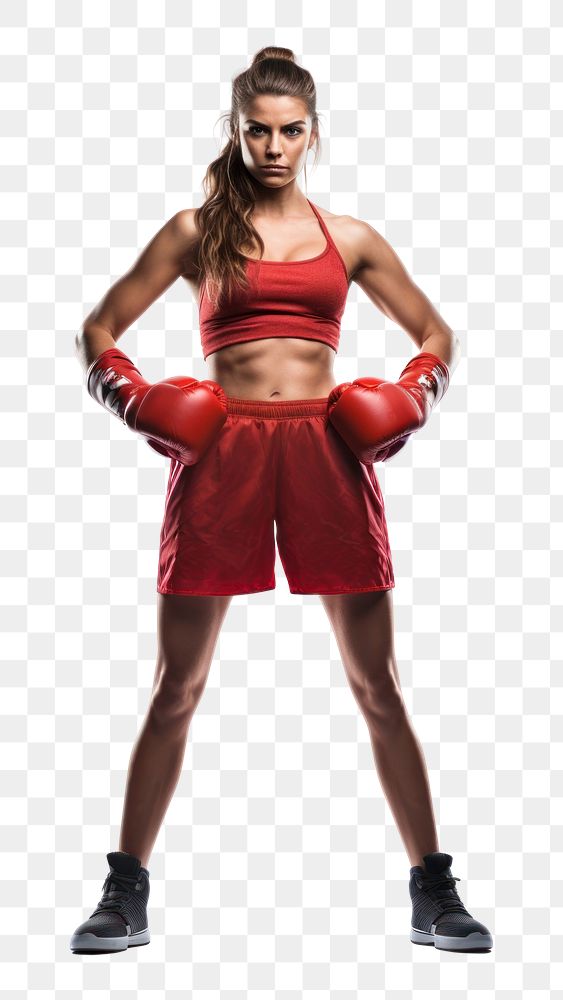 PNG Boxing female adult white background. AI generated Image by rawpixel.