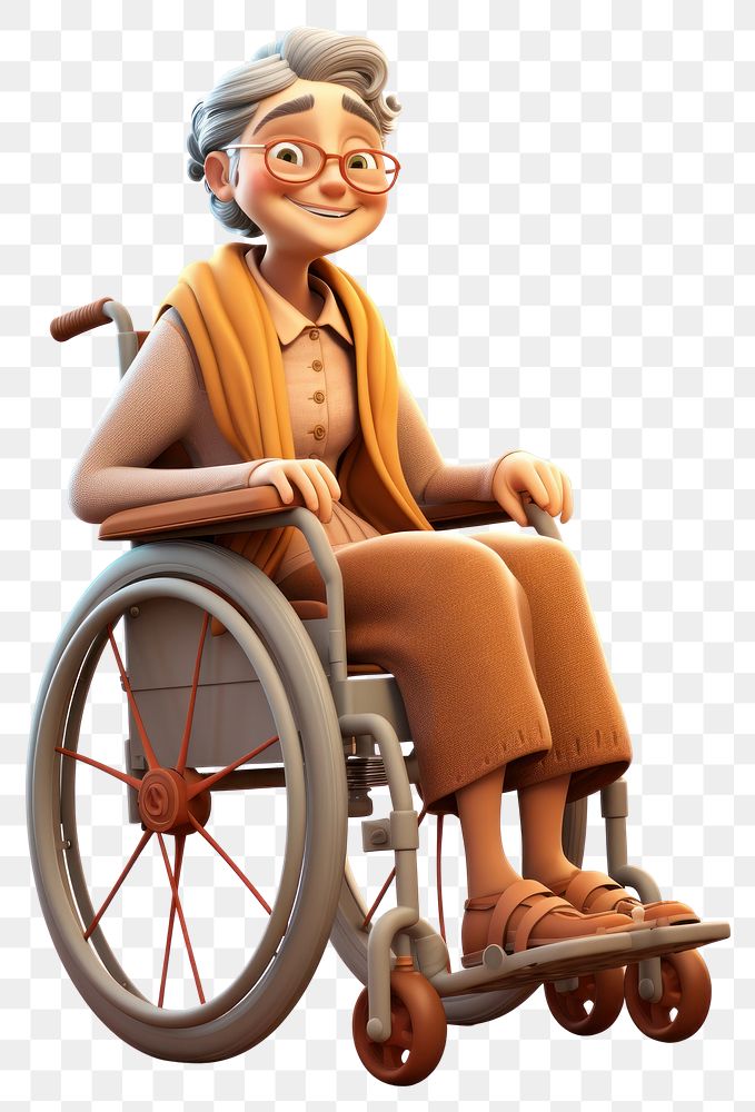 PNG Wheelchair adult cartoon woman. AI generated Image by rawpixel.