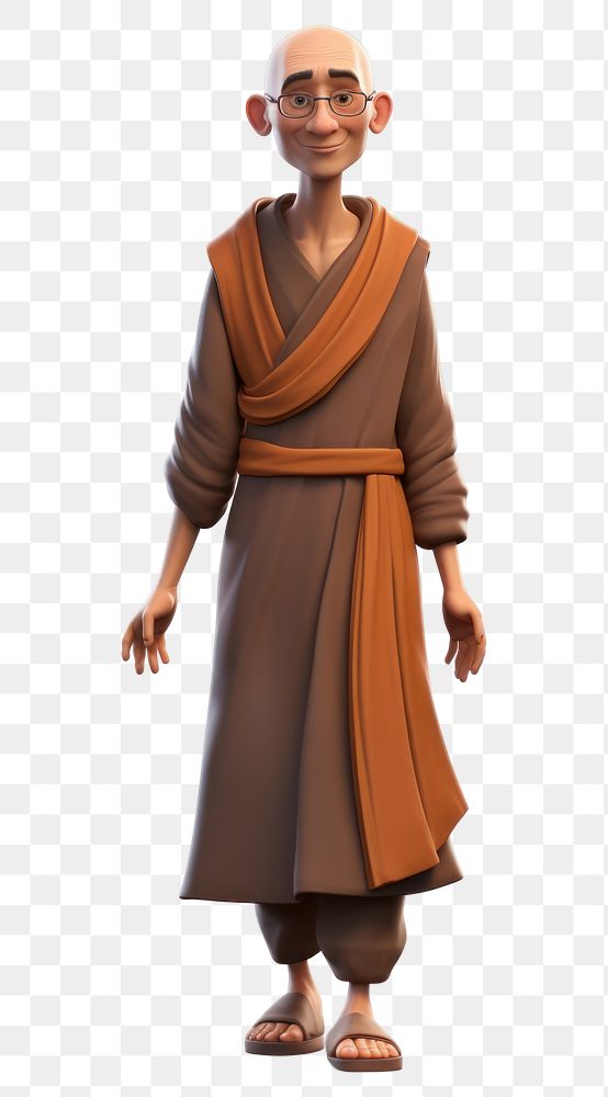 PNG Monk cartoon adult robe. AI generated Image by rawpixel.