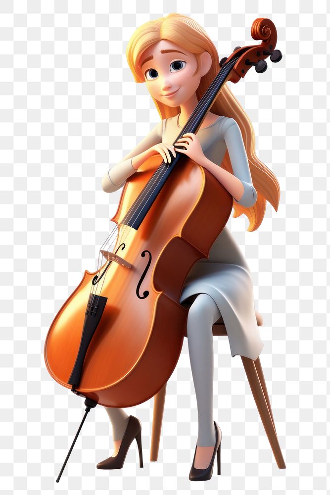 PNG Cello cartoon white background performance. AI generated Image by rawpixel.