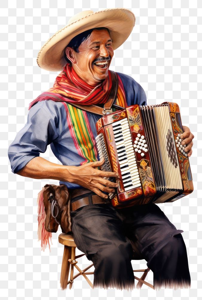 PNG Accordion sombrero musician adult. AI generated Image by rawpixel.