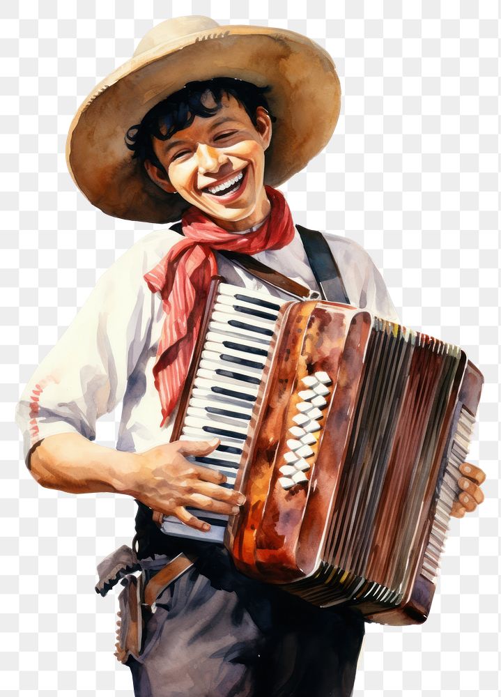 PNG Accordion sombrero portrait musician. AI generated Image by rawpixel.