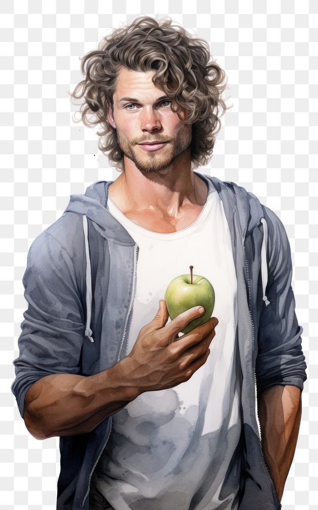 PNG Portrait holding adult apple. AI generated Image by rawpixel.