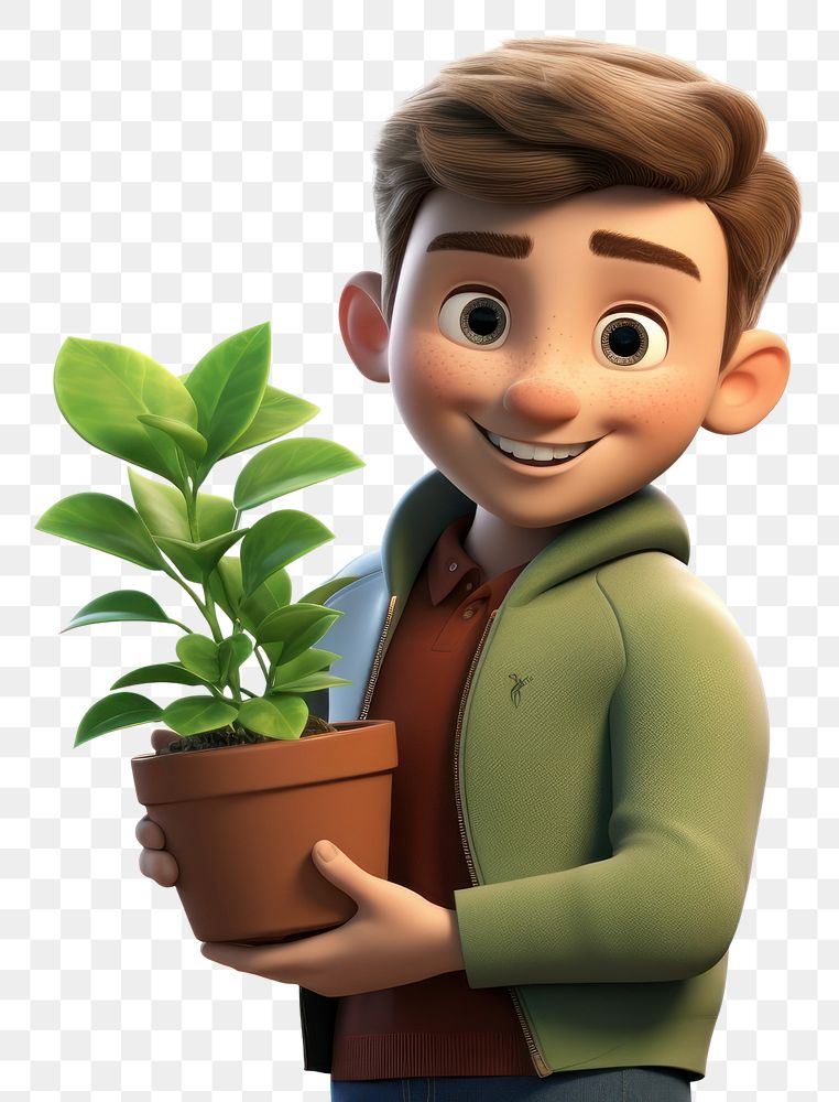 PNG Cartoon plant houseplant smiling. AI generated Image by rawpixel.