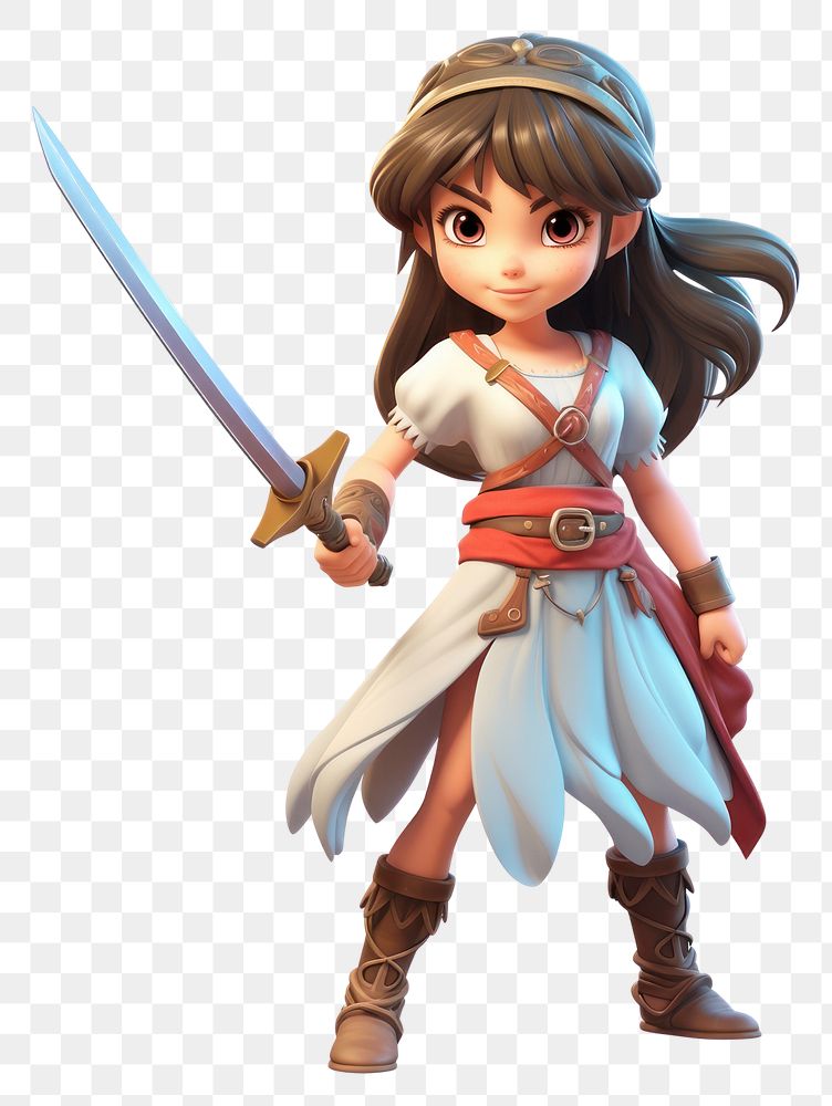 PNG Cartoon weapon sword girl. AI generated Image by rawpixel.