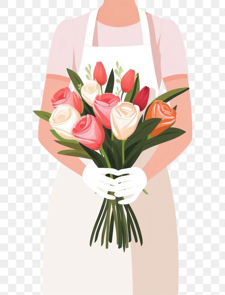 PNG Flower plant apron adult. AI generated Image by rawpixel.