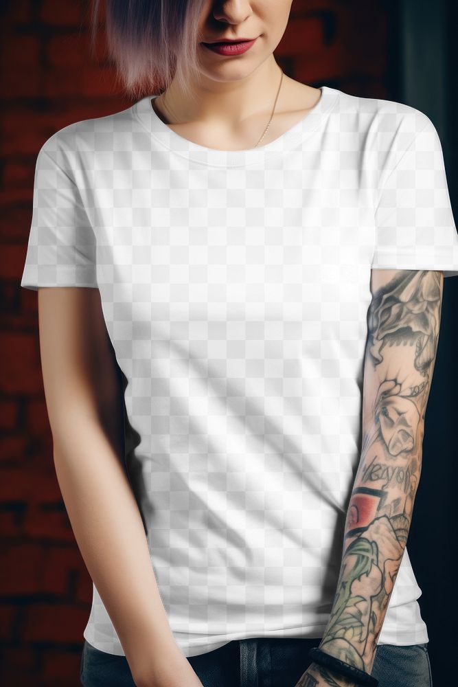 Women's t-shirt png, transparent mockup