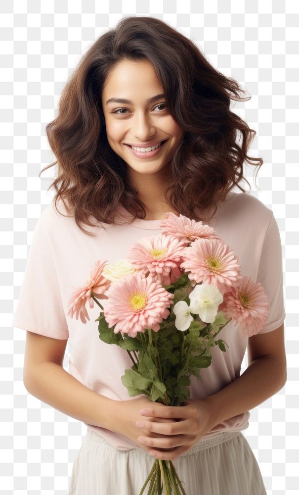 PNG Portrait holding flower adult. AI generated Image by rawpixel.
