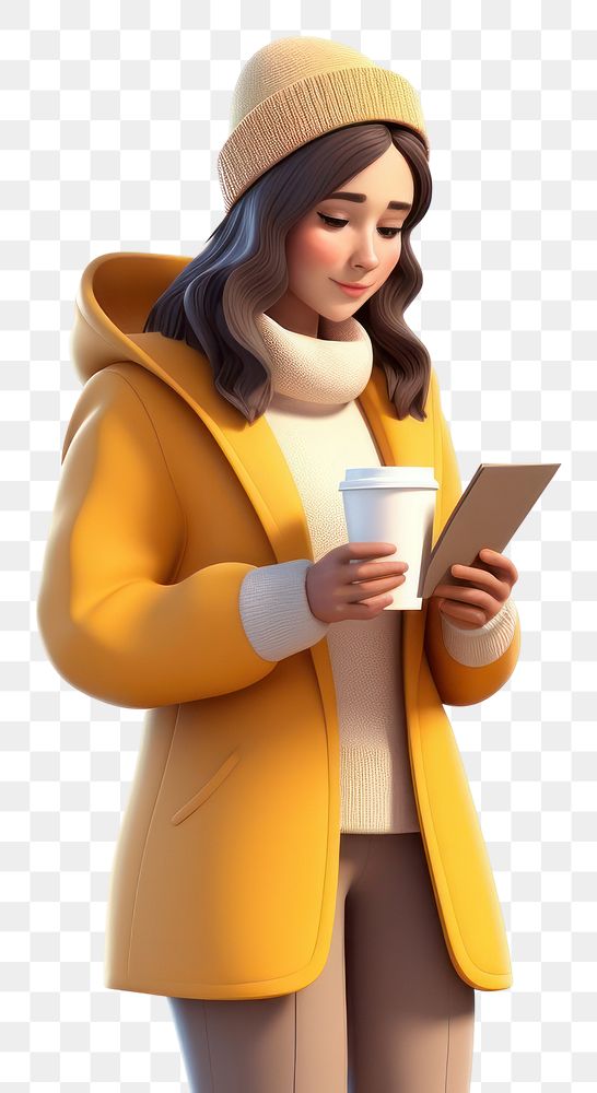 PNG  Coat holding reading coffee. AI generated Image by rawpixel.
