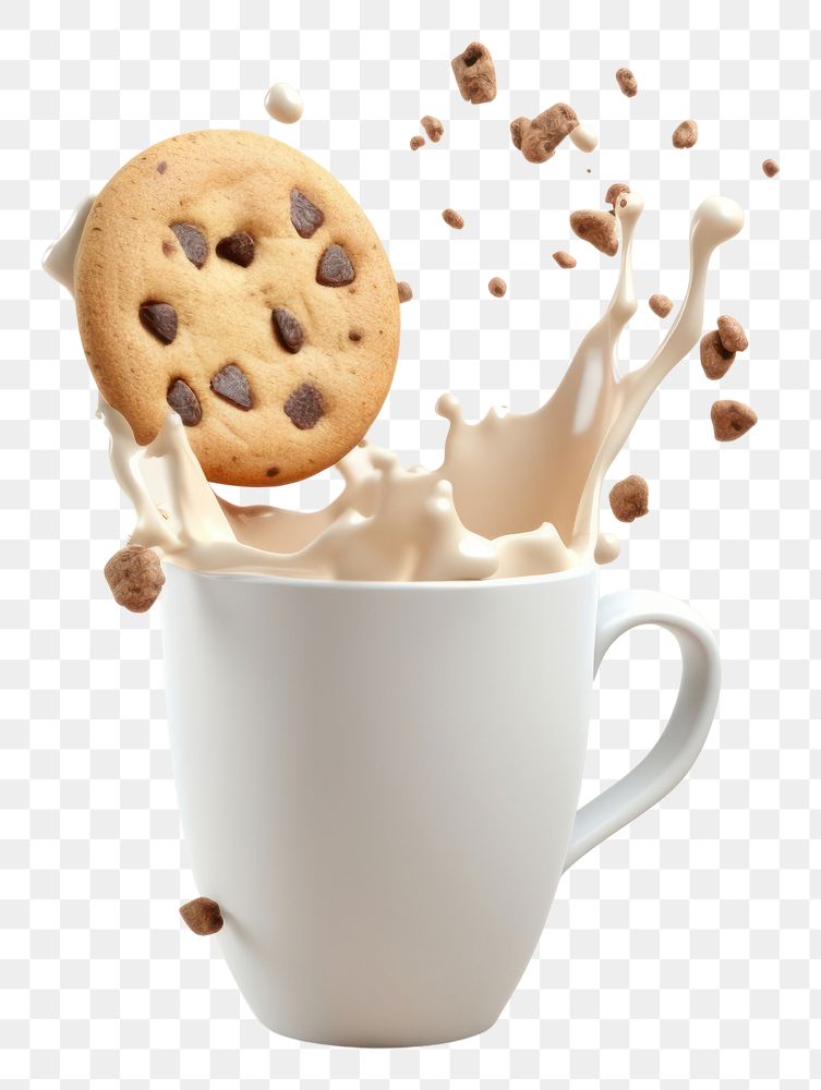 PNG  Milk cup cookie coffee. AI generated Image by rawpixel.