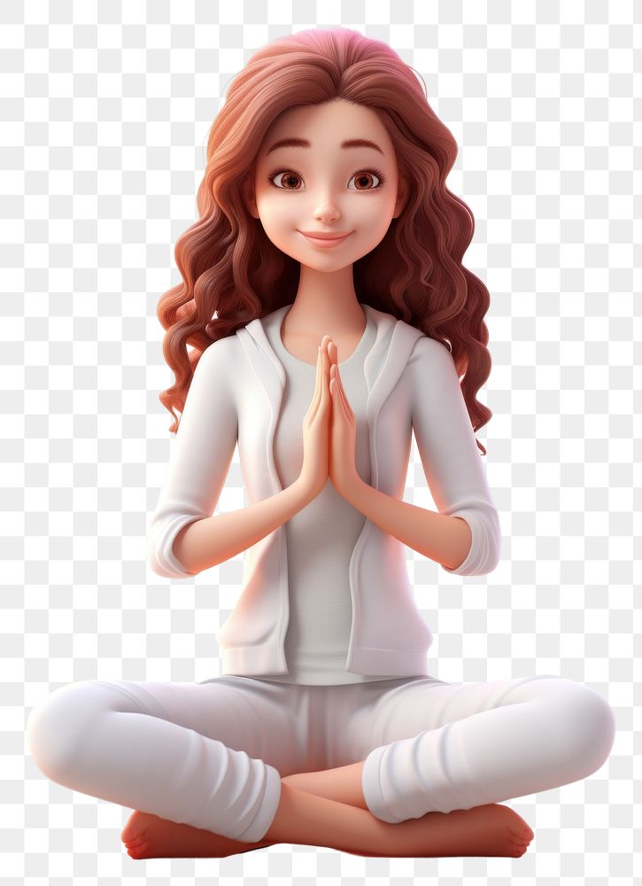 PNG Cartoon yoga doll toy. AI generated Image by rawpixel.