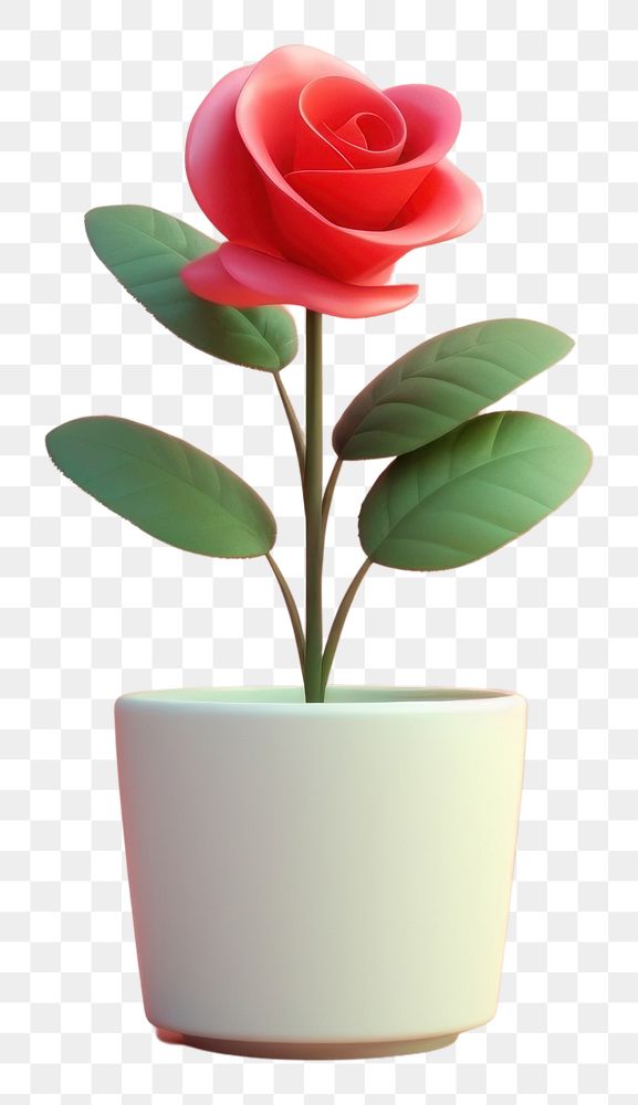 PNG  Plant rose flower vase. AI generated Image by rawpixel.