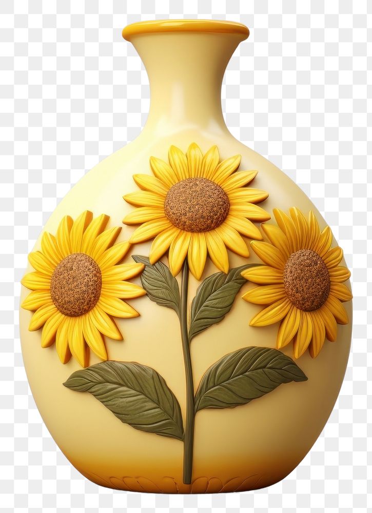 PNG  Porcelain sunflower ceramic pottery. AI generated Image by rawpixel.