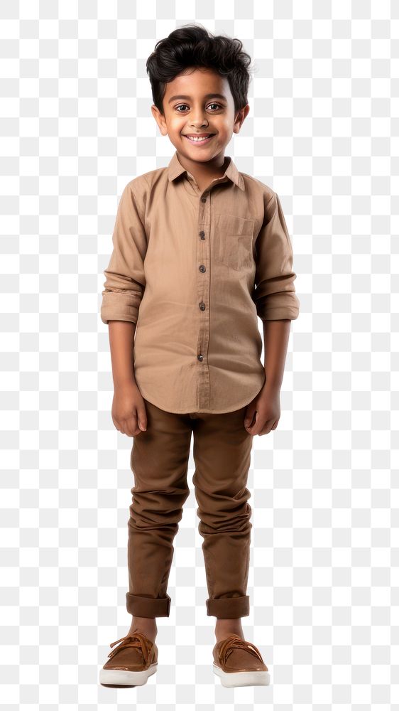 PNG Standing child khaki outerwear. AI generated Image by rawpixel.