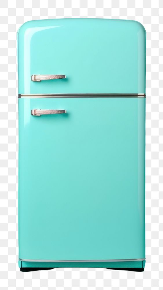 PNG Refrigerator appliance turquoise cupboard. AI generated Image by rawpixel.