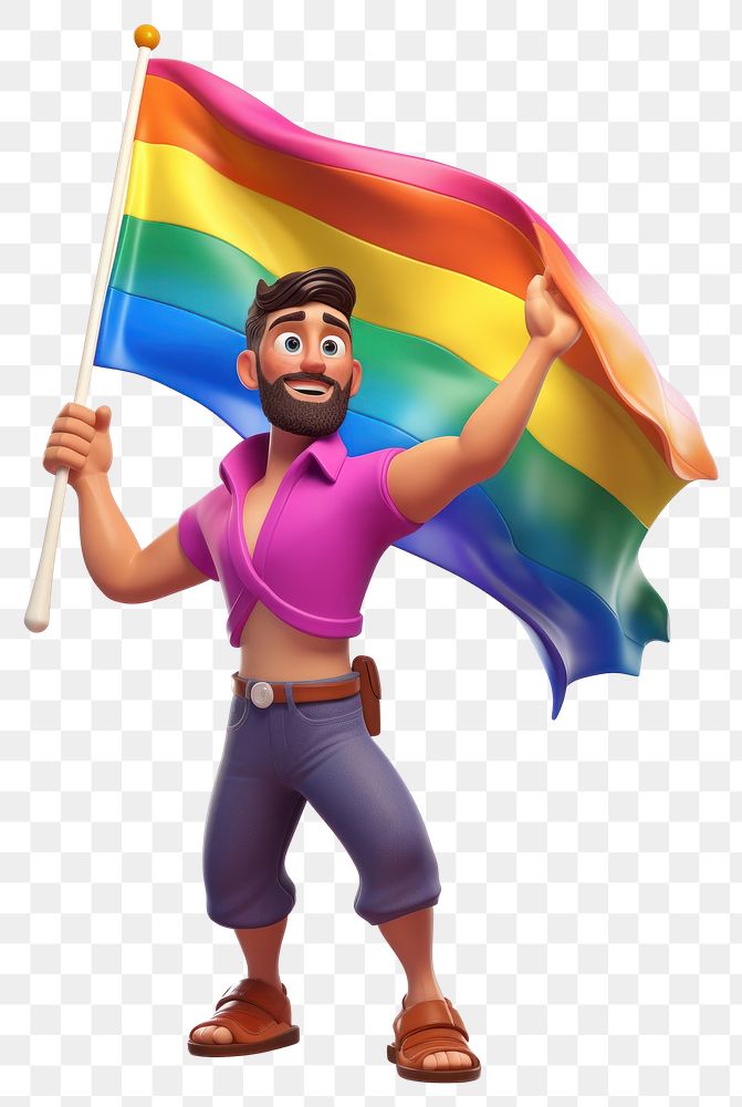 PNG Holding rainbow cartoon flag. AI generated Image by rawpixel.