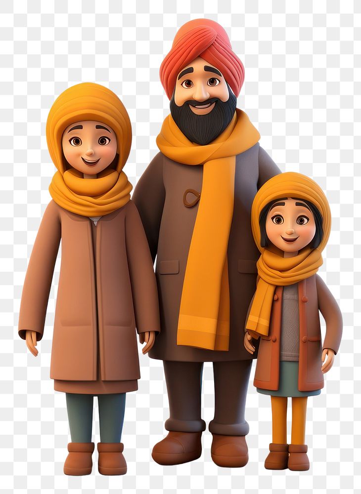 PNG Cartoon family winter adult. AI generated Image by rawpixel.