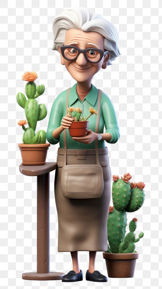 PNG Figurine cactus plant women. AI generated Image by rawpixel.