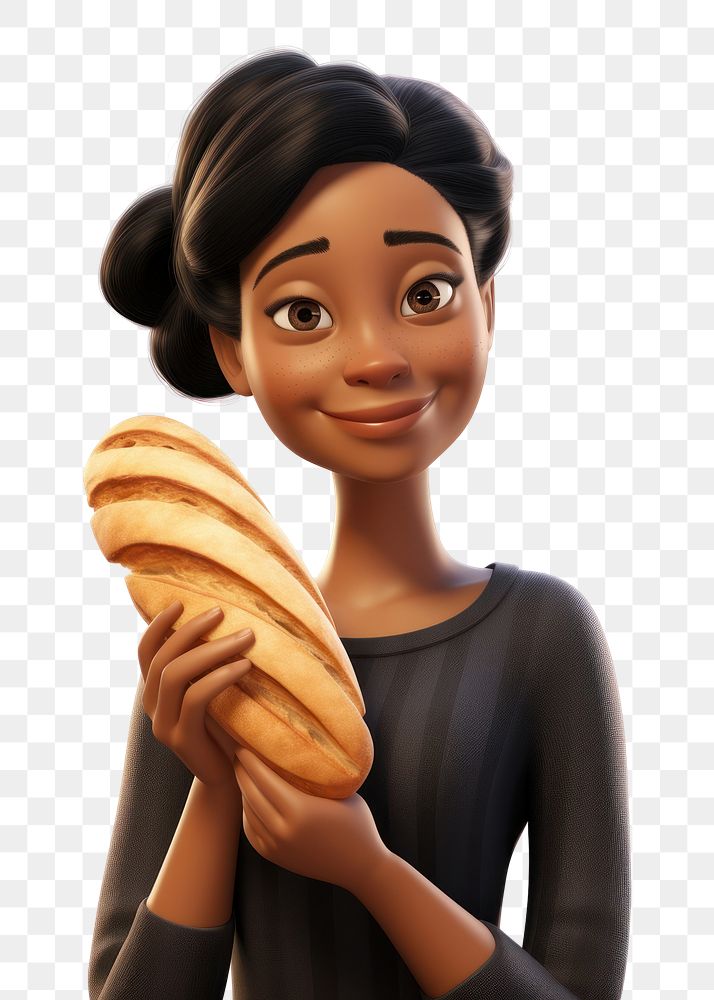 PNG  Portrait cartoon bread adult. AI generated Image by rawpixel.