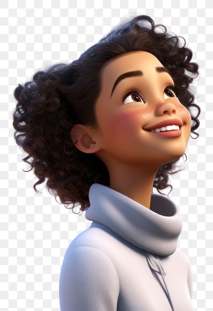 PNG Smiling cartoon adult woman.