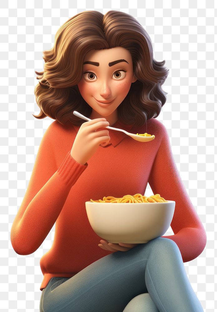 PNG Sitting cartoon eating adult. AI generated Image by rawpixel.