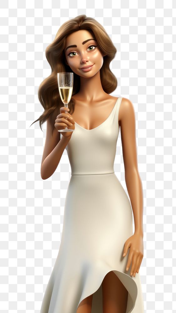 PNG Champagne portrait holding dress. AI generated Image by rawpixel.