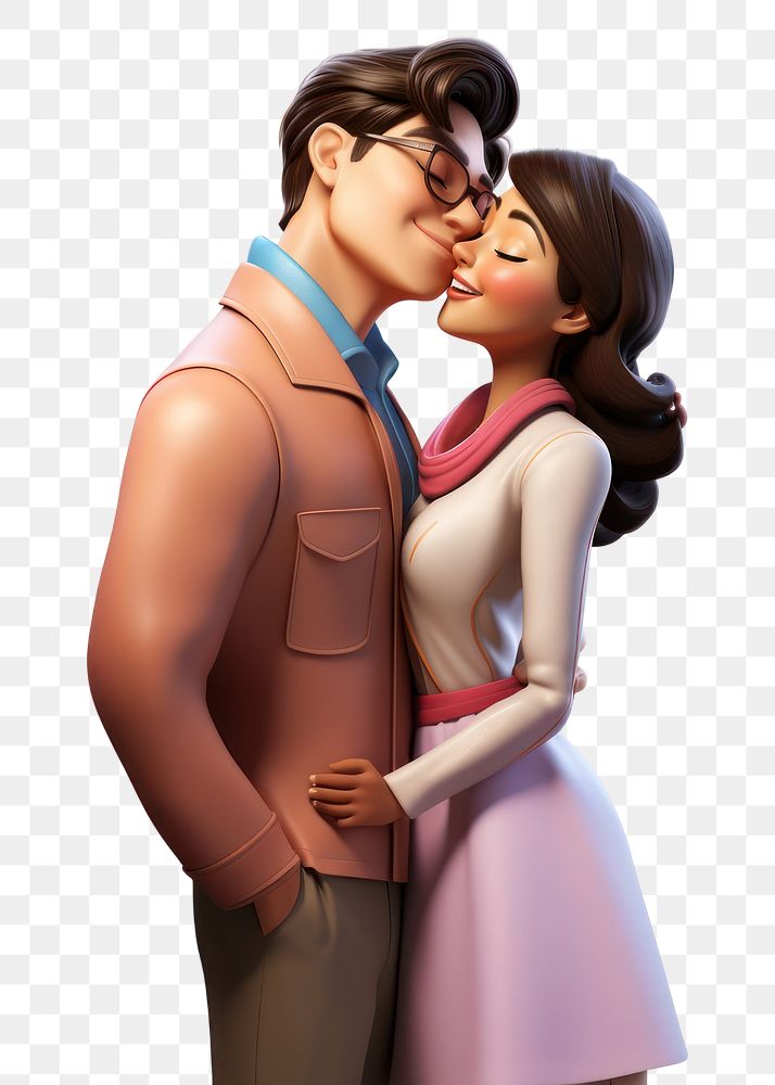 PNG Kissing cartoon adult woman. AI generated Image by rawpixel.