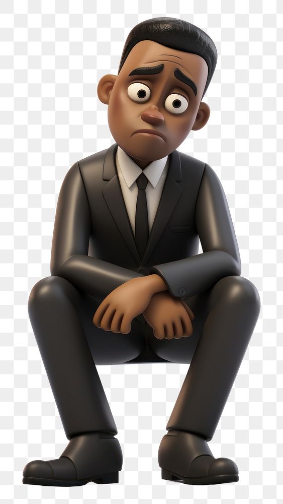 PNG Sitting cartoon adult black. AI generated Image by rawpixel.