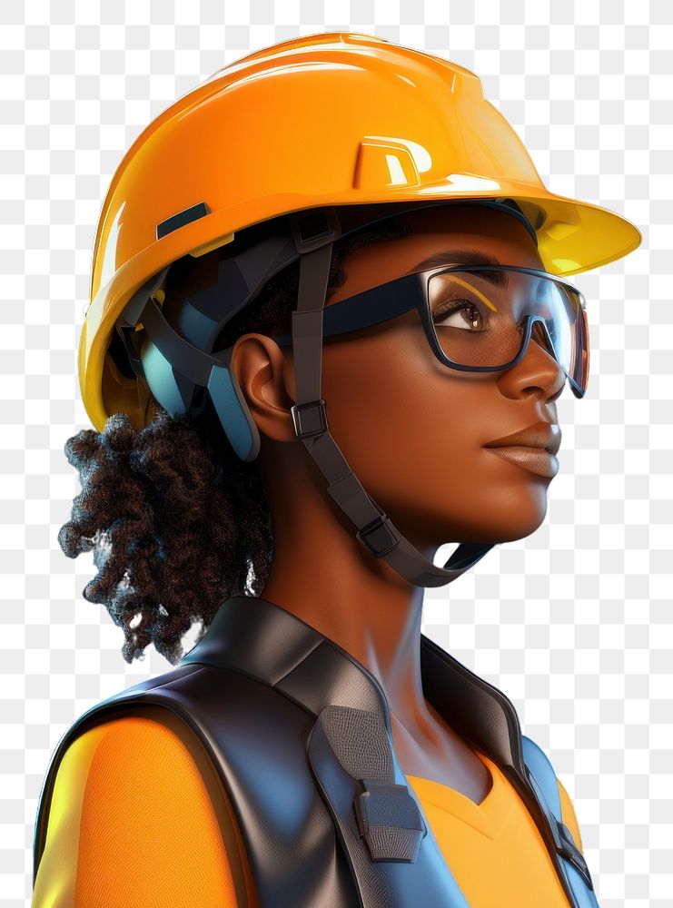 PNG Helmet hardhat female worker. 