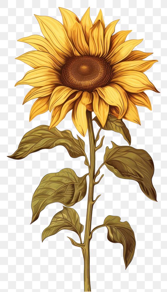 PNG Sunflower drawing plant inflorescence. AI generated Image by rawpixel.
