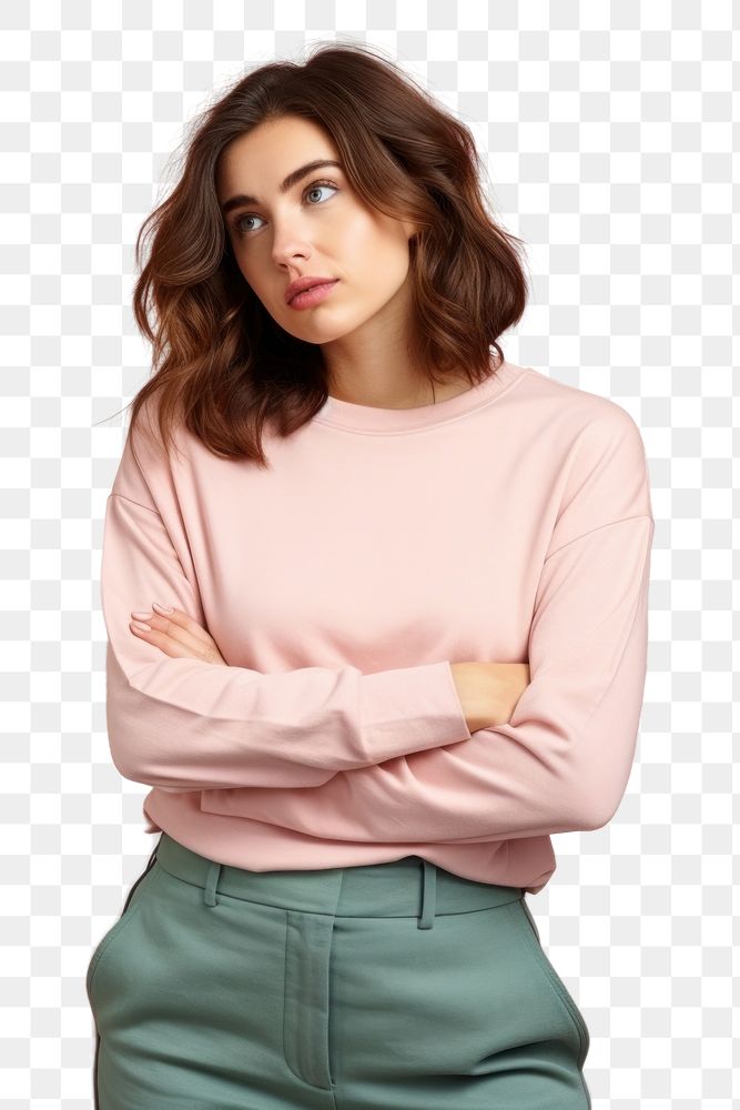 PNG Portrait sweater looking sleeve. AI generated Image by rawpixel.
