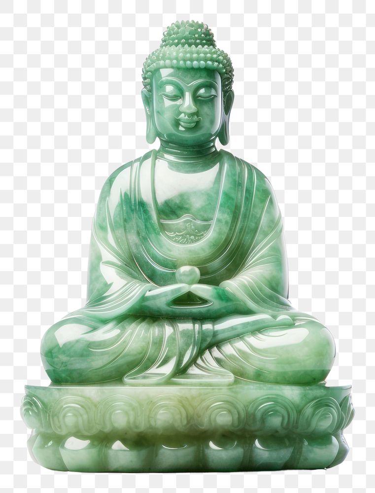 PNG  Jade statue buddha white background. AI generated Image by rawpixel.